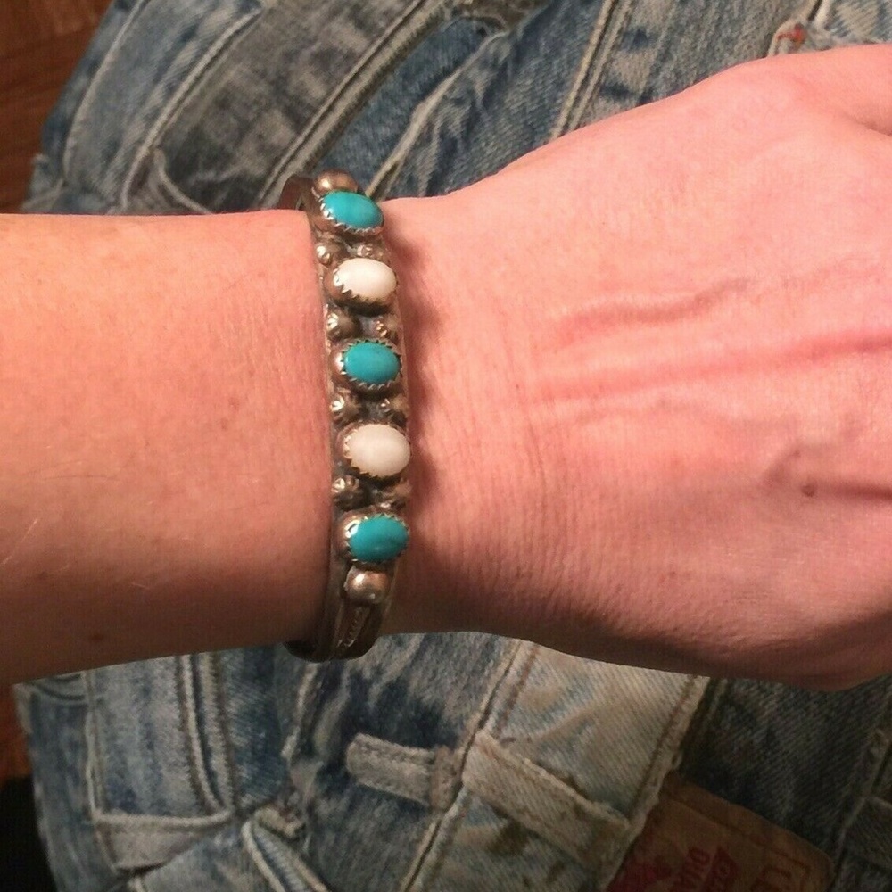 Navajo Sterling Silver Coral Cuff Bracelet